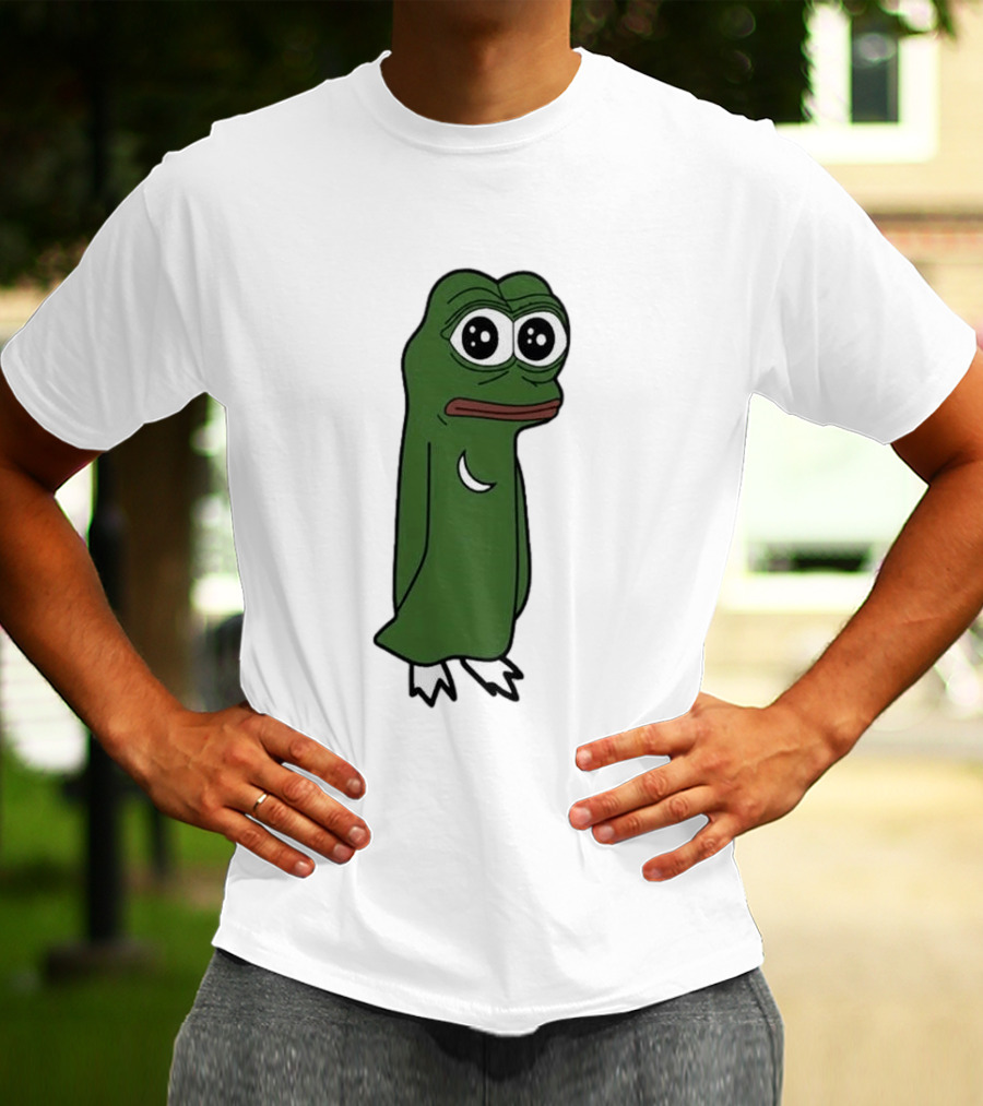 Smolting Pepe Meme Character Crescent Moon Reflection T-Shirt