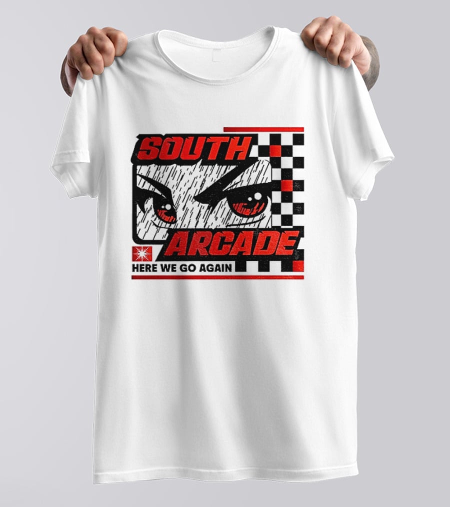 South Arcade Here We Go Again Checkerboard Eyes T-Shirt