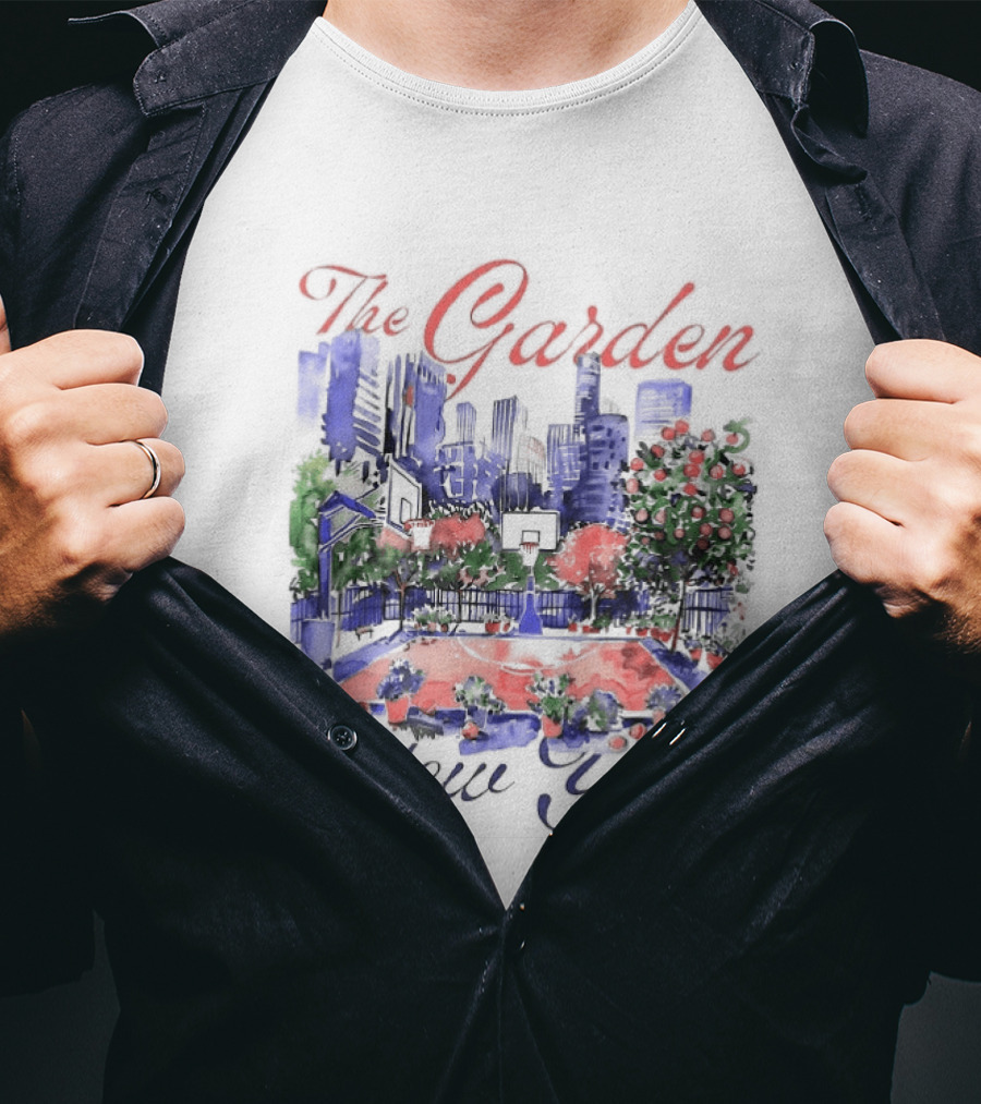 The Garden New York Basketball Court Cityscape T-Shirt