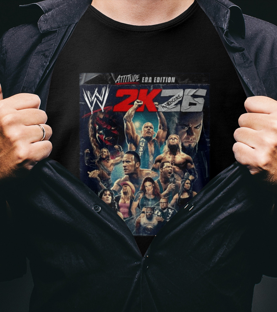 WWE 2K26 Attitude Era Edition Featuring Iconic Legends T-Shirt