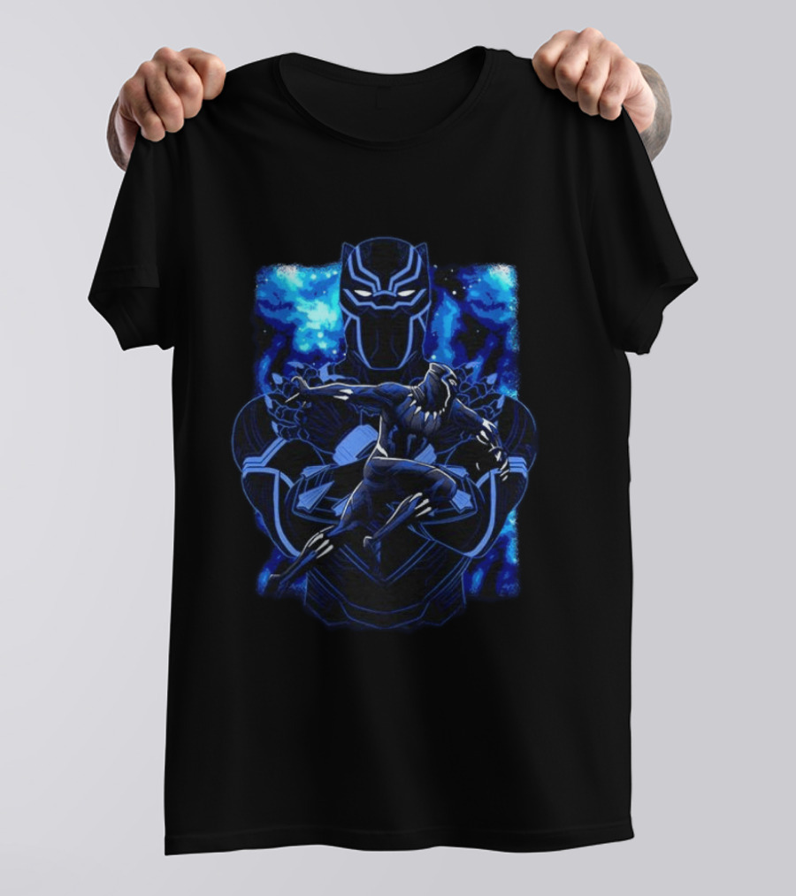 Black Panther Superhero King Panther Shadow Vibrant Cosmic T-Shirt