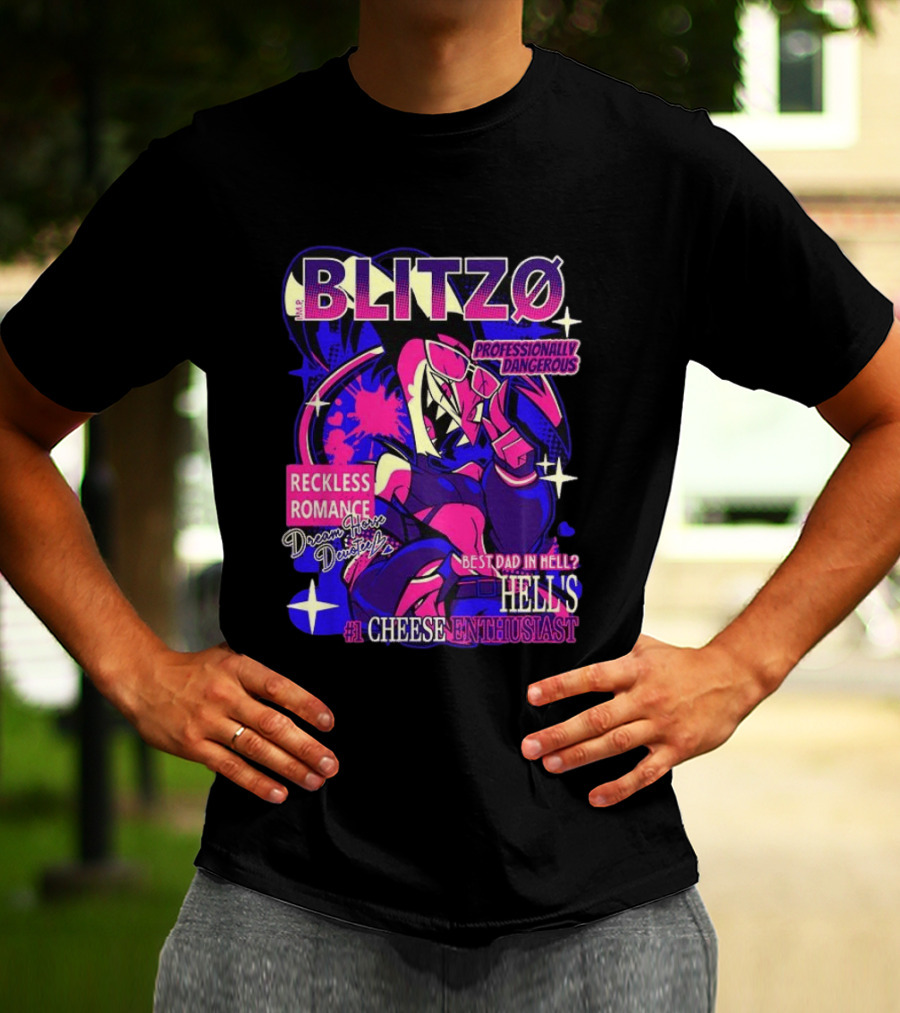 Blitzo Professionally Dangerous Reckless Romance Hell's #1 Cheese T-Shirt