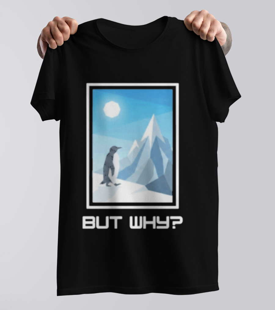 But Why Penguin Northward Bound Minimalist Arctic Framed T-Shirt