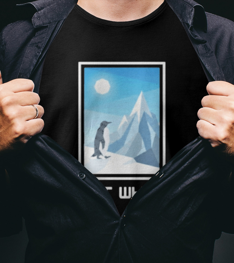 But Why Penguin Northward Bound Minimalist Arctic Framed T-Shirt
