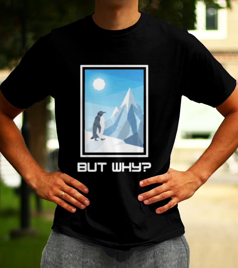 But Why Penguin Northward Bound Minimalist Arctic Framed T-Shirt