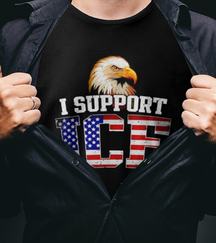 I Support ICE American Flag Bald Eagle T-Shirt