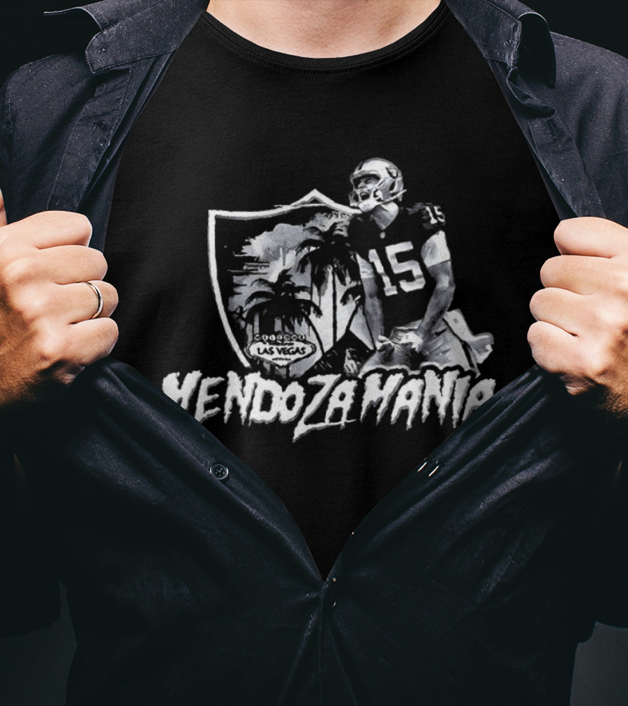 Raider Shield Mendoza Mania 15 Welcome To Fabulous Las Vegas T-Shirt