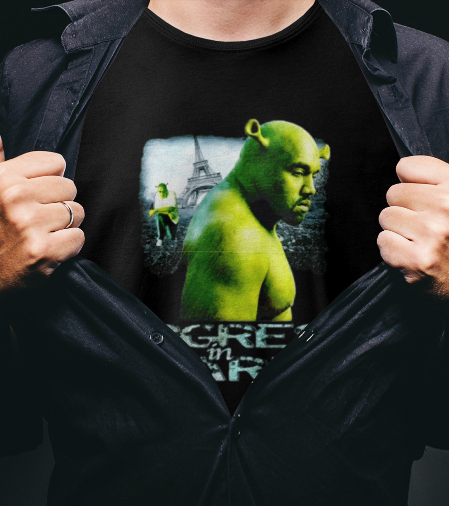 Shrek Kanye West Ogres In Paris Eiffel Tower Mashup T-Shirt
