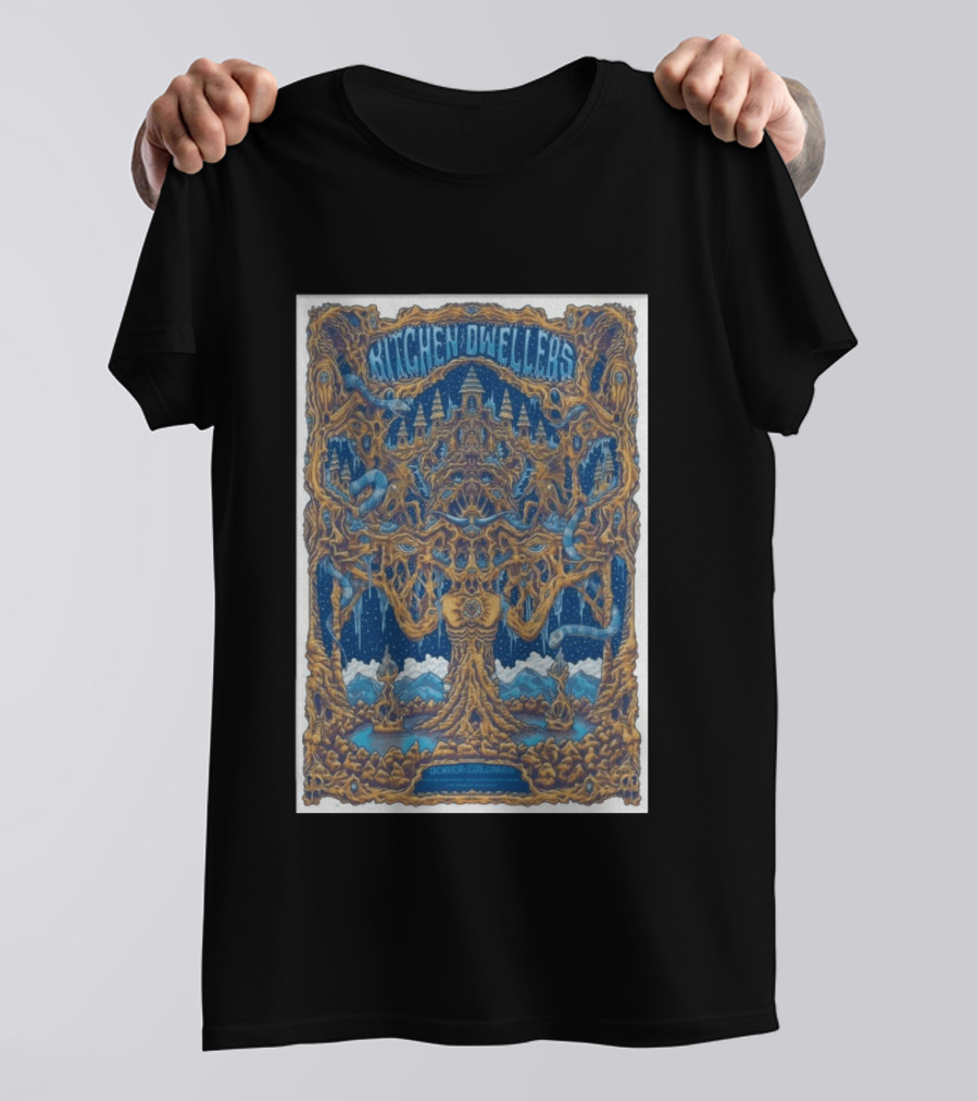 Kitchen Dwellers Jan 22 23 Cervantes' Masterpiece Ballroom Denver Colorado Psychedelic Tree T-Shirt