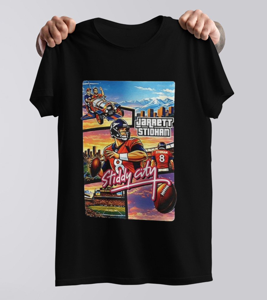 Stiddy City GTA Vice City Jarrett Stidham Football Denver Broncos T-Shirt