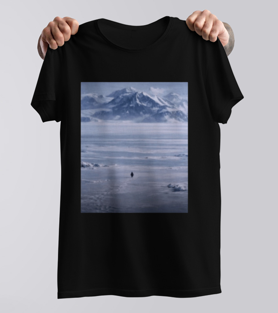 The Nihilist Penguin In Snowy Mountain Landscape T-Shirt