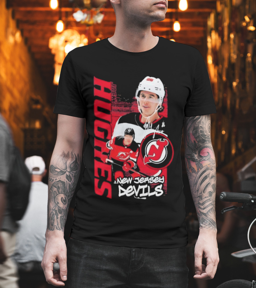 New Jersey Devils Jack Hughes Playmaker Hockey Legend T-Shirt