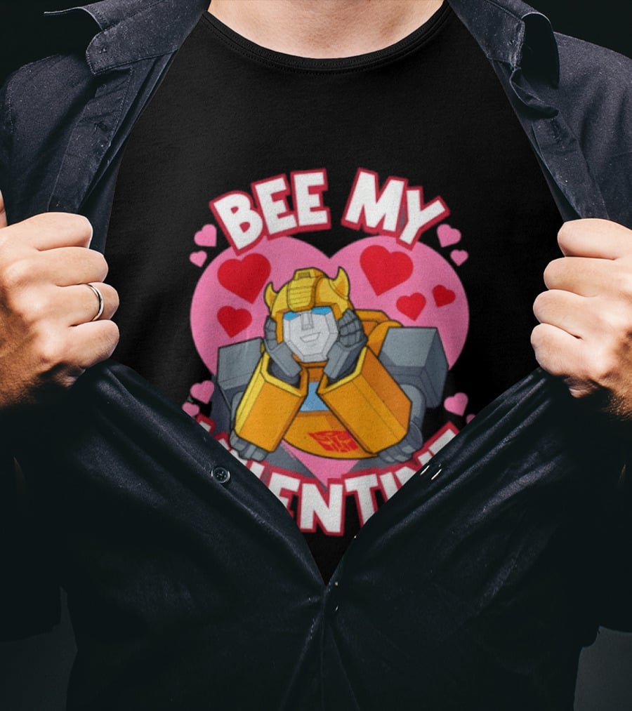 BEE MY VALENTINE Transformers Bumblebee Valentine's Day Hearts T-Shirt