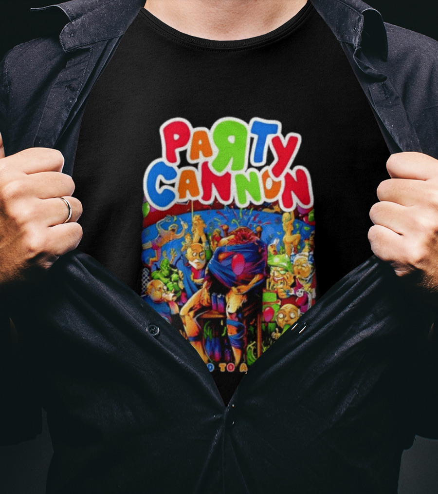 Party Cannon Subjected To A Partying Colorful Cartoon Chaos T-Shirt