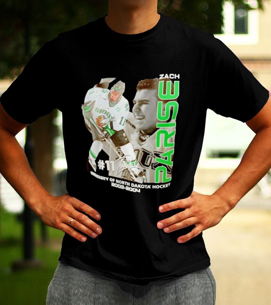 Zach Parise University Of North Dakota Hockey 2002 2004 Sioux #11 T-Shirt