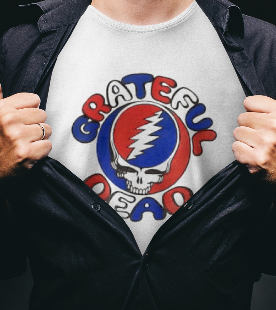 Grateful Dead Steal Your Face Skull Red Blue Bolt T-Shirt