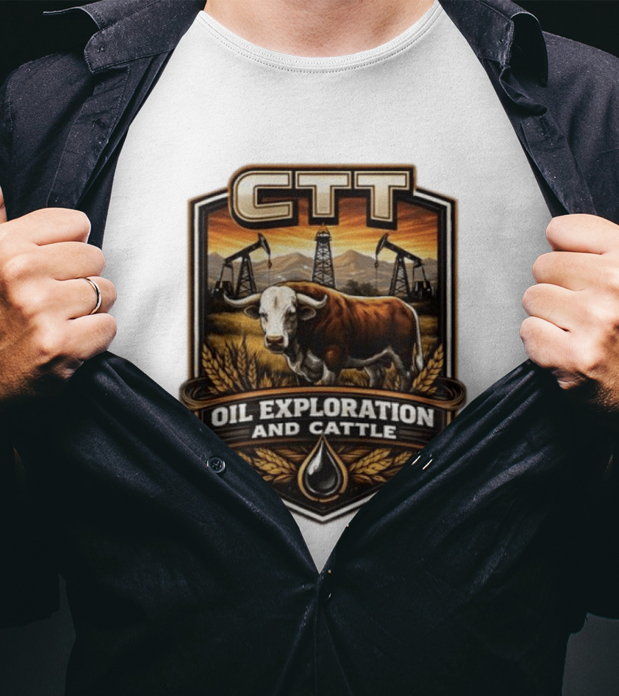 CTT Oil Exploration And Cattle Pumpjack Bull T-Shirt