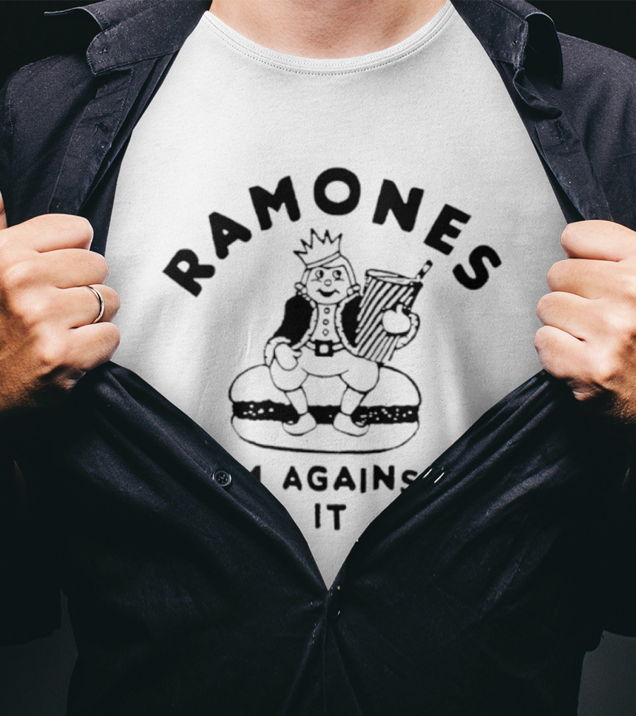 Ramones I'm Against It Crowned Character On Burger T-Shirt