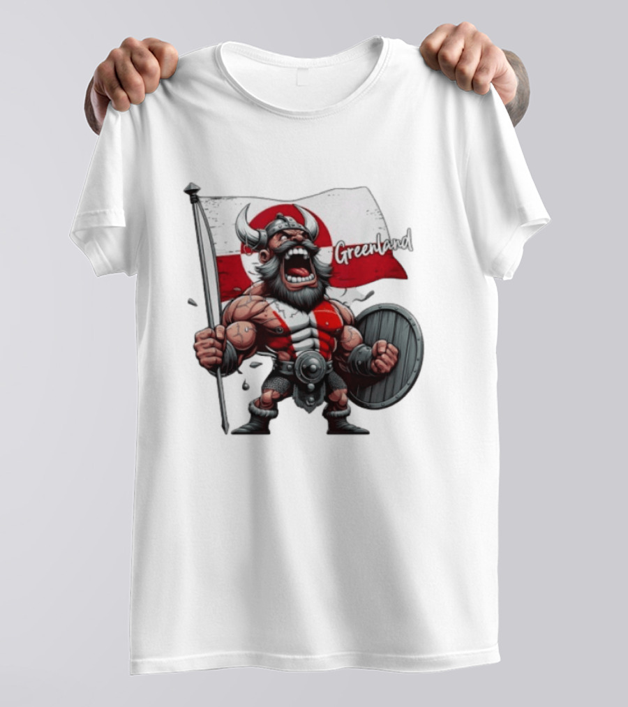 Greenland Viking Warrior Holding Shield And Flag T-Shirt