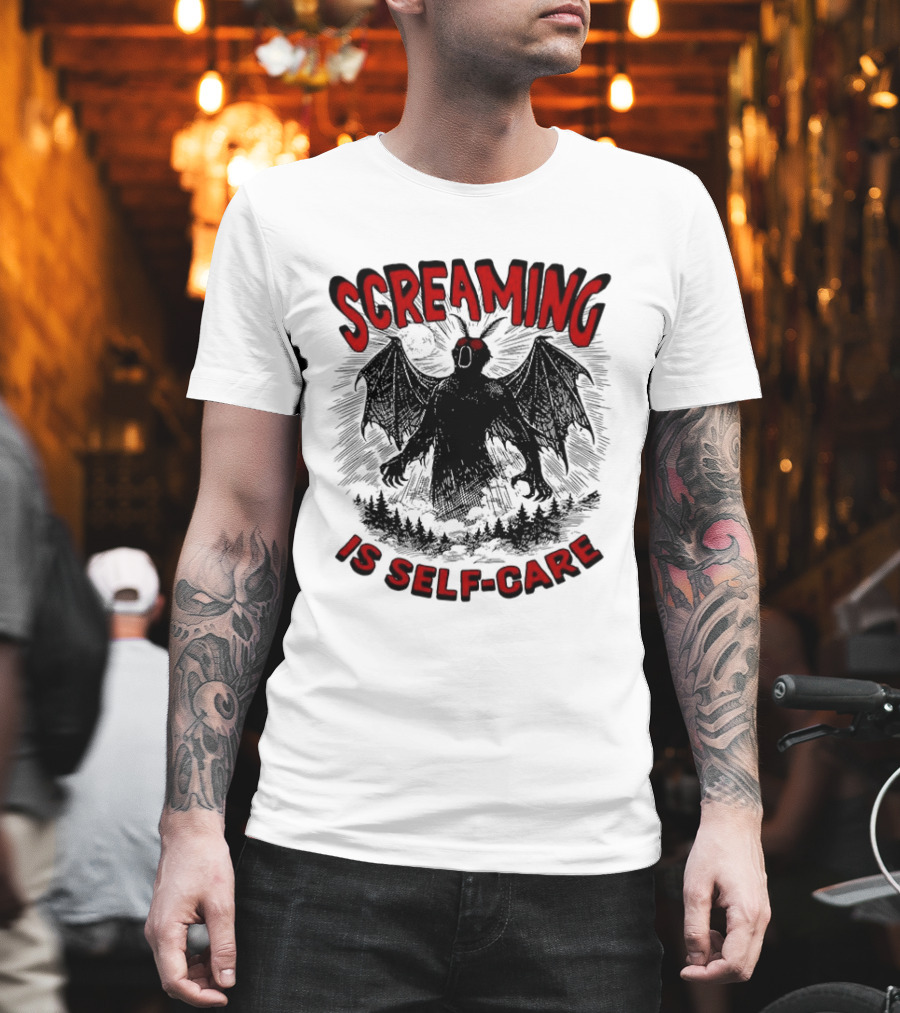 Screaming Is Self Care Mothman Meme T-Shirt