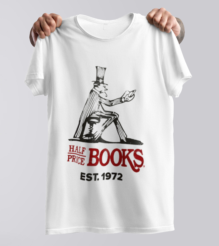 Half Price Books Est 1972 Vintage Gentleman Reading T-Shirt