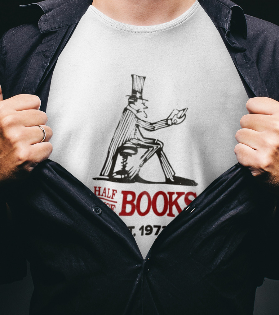 Half Price Books Est 1972 Vintage Gentleman Reading T-Shirt