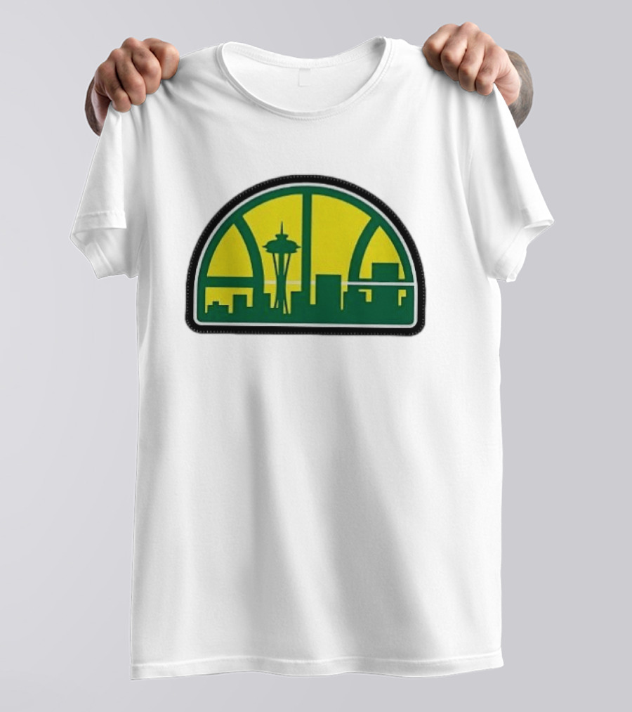 NBA Seattle Skyline Space Needle Hardwood Basketball T-Shirt