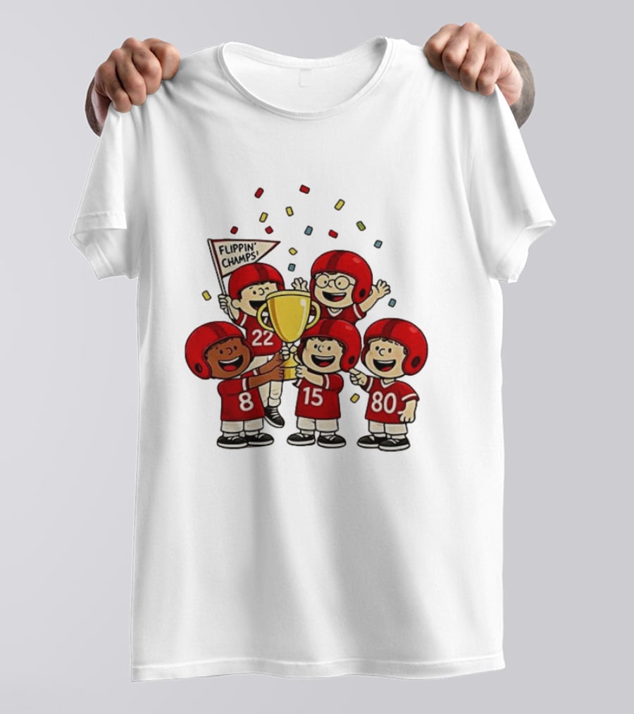 Peanuts Flippin' Champs Football Team Celebration With Trophy T-Shirt