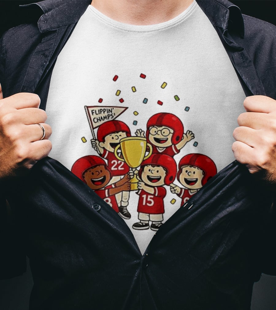 Peanuts Flippin' Champs Football Team Celebration With Trophy T-Shirt