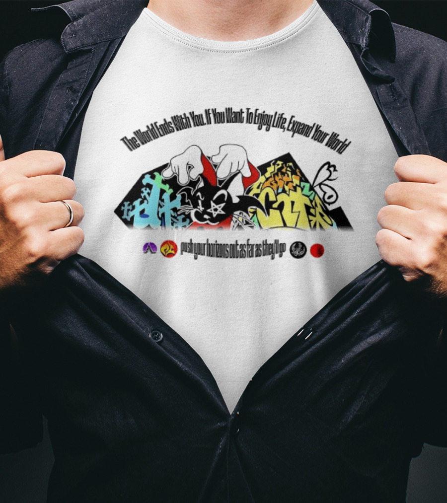 The World Ends With You Enjoy Life Expand Your World Colorful Graffiti T-Shirt