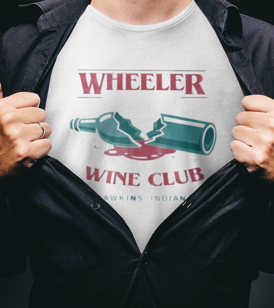 Wheeler Wine Club Hawkins Indiana Broken Bottle T-Shirt