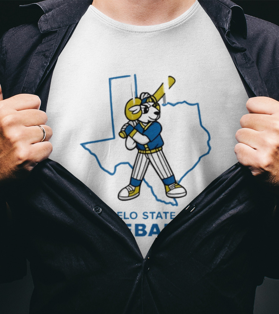 Texas Outline Angelo State Baseball Batter T-Shirt