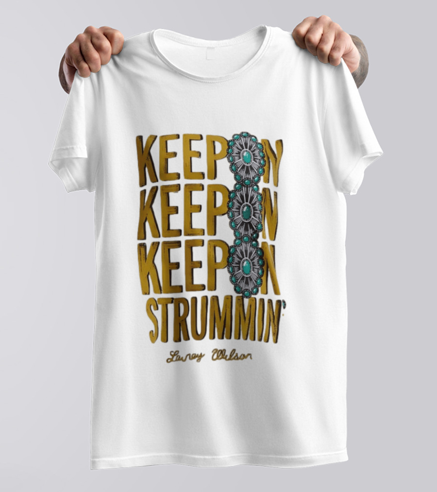 Lainey Wilson Keep On Strummin Turquoise Concho Western T-Shirt