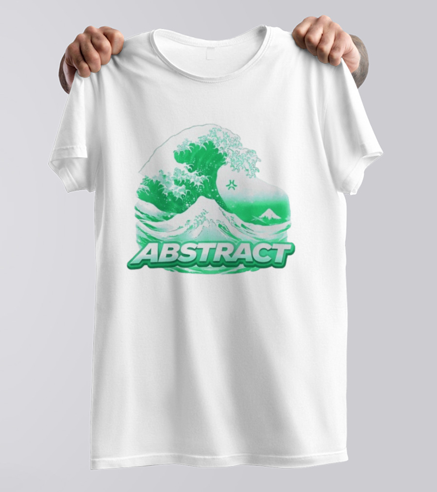 Abstract Green Wave Japanese Art Style Ocean Scene T-Shirt