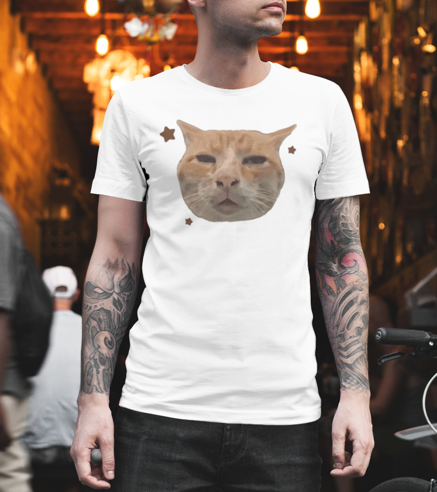 Huh Stoned Cat Meme Funny Feline Face Stars Comedy T-Shirt