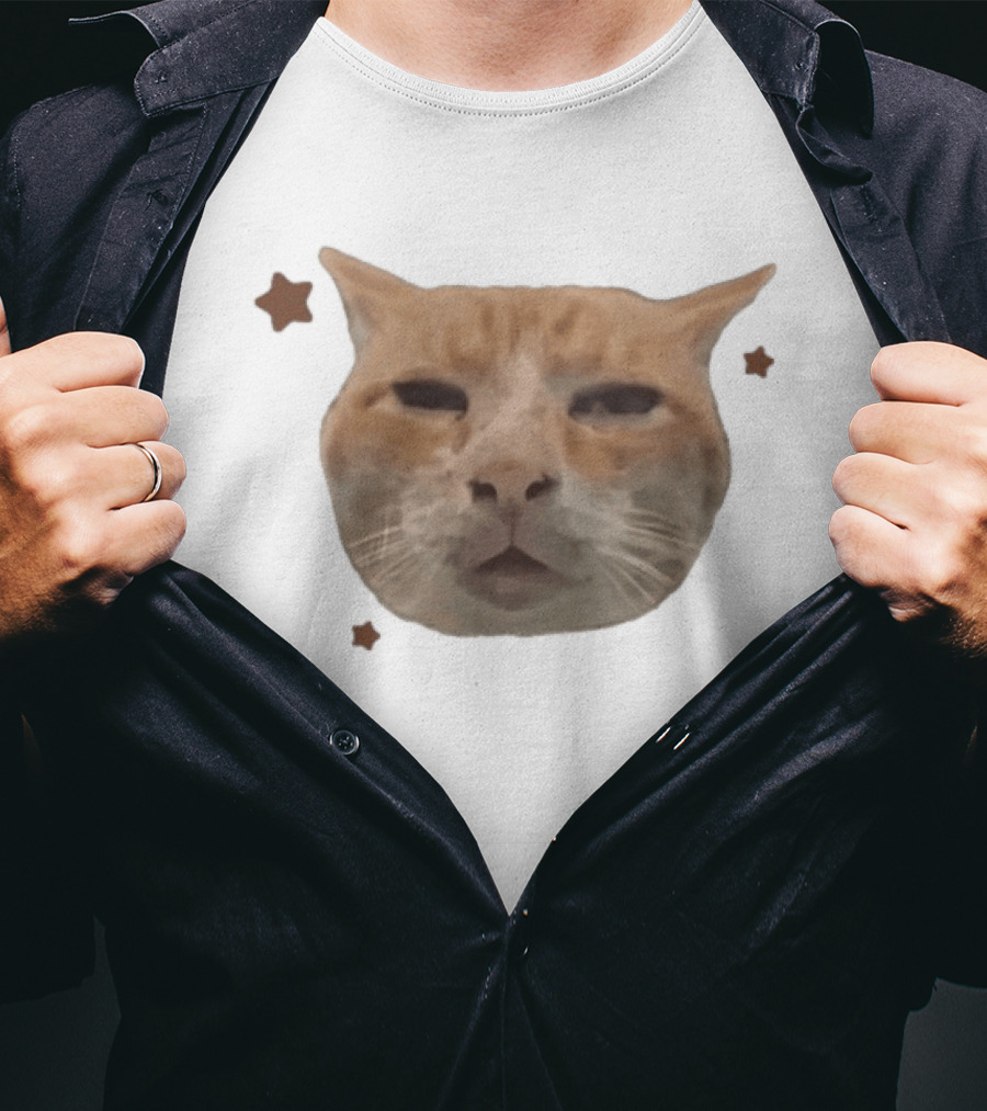 Huh Stoned Cat Meme Funny Feline Face Stars Comedy T-Shirt