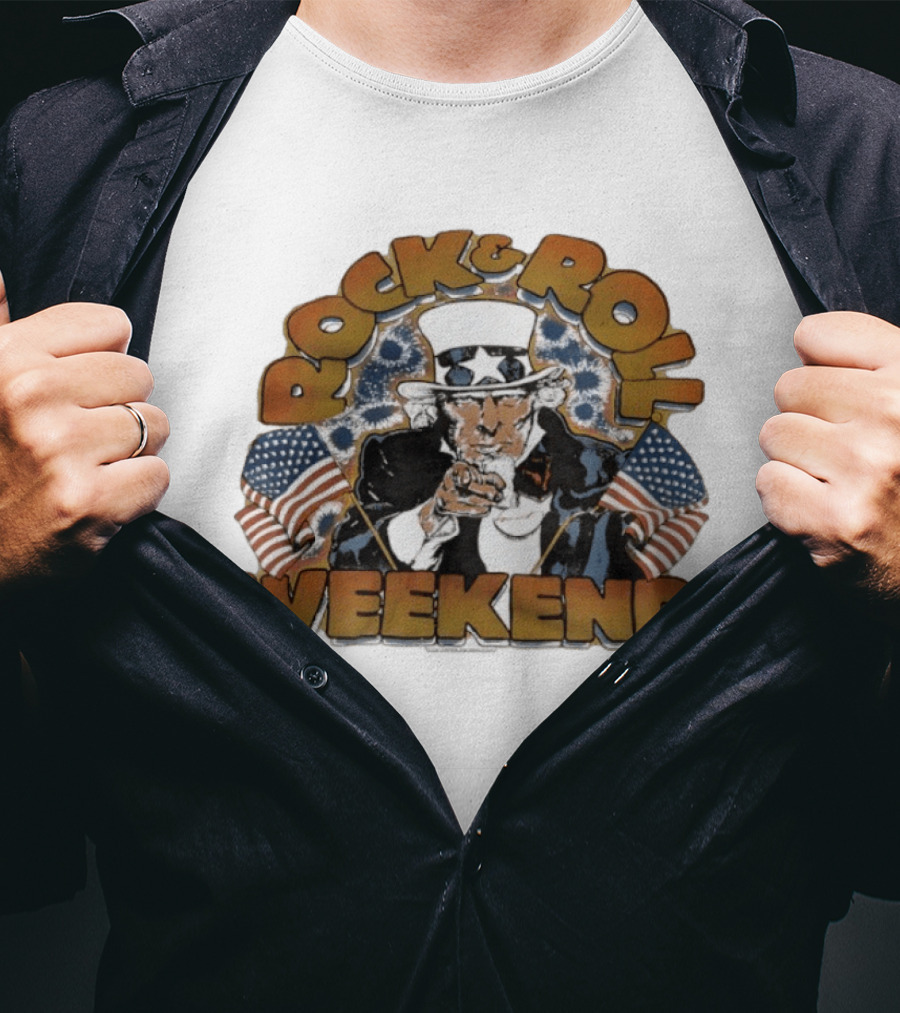 Rock And Roll Weekend Uncle Sam Ozzy Osbourne Tribute With American Flags T-Shirt