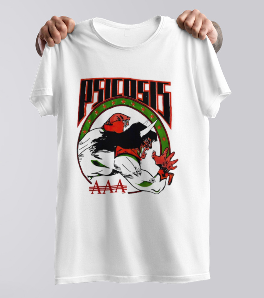 Psicosis AAA Wrestling Promotion Luchador Mask Art Comic T-Shirt