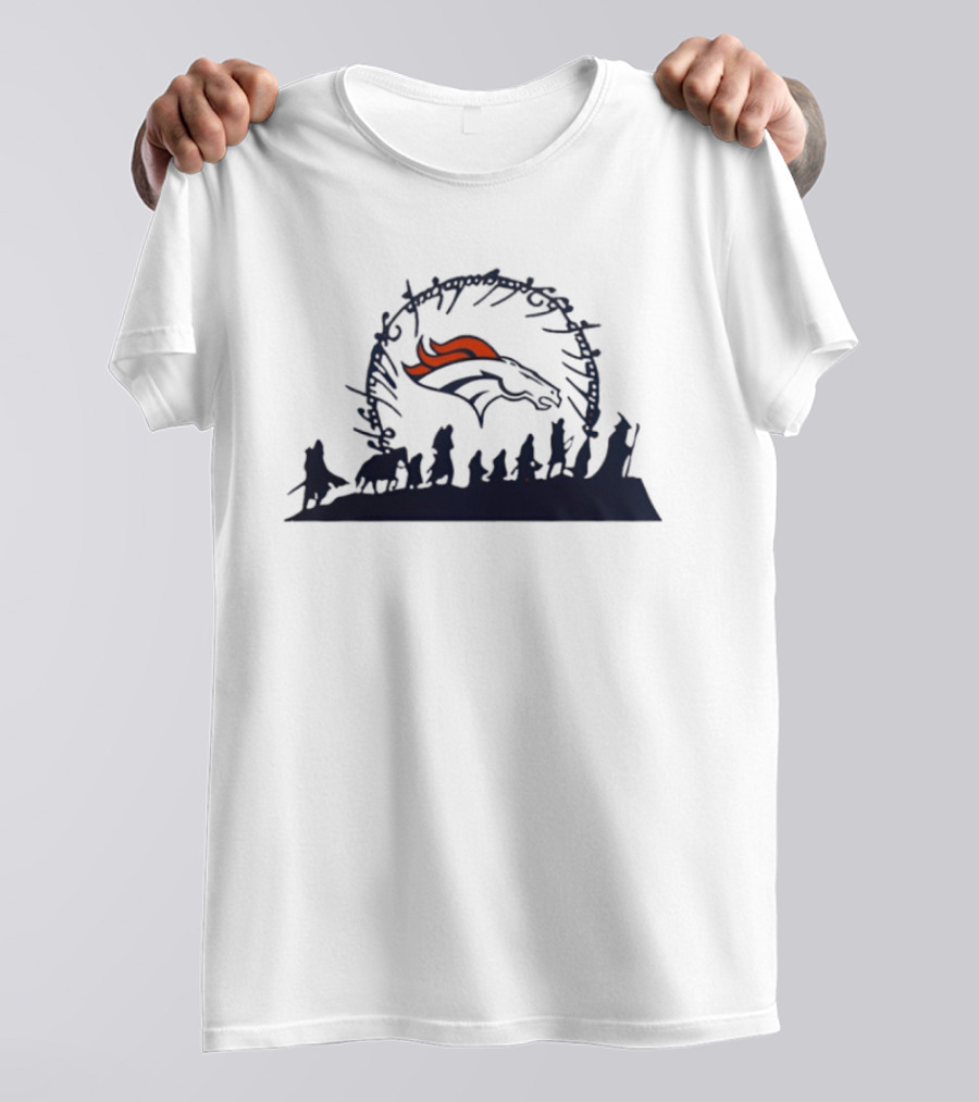 Riders Of Rohan Meet Denver Broncos Fellowship Middle Earth Meta T-Shirt