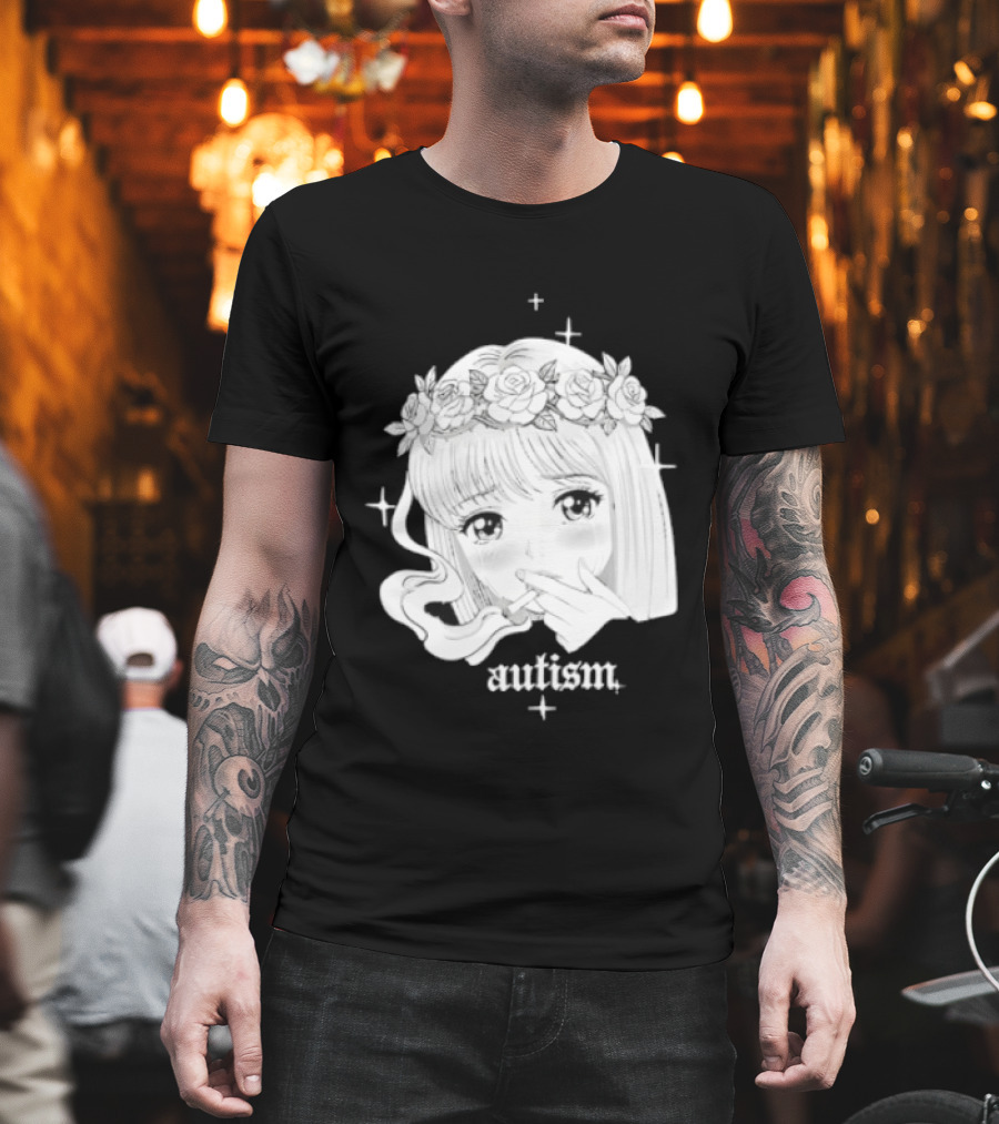 Autism Anime Girl Smoking Flower Crown Aesthetic T-Shirt