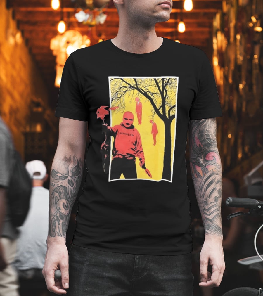 Glassjaw Save Plant A Tree Red Masked Figure With Hanging Figures And Tree T-Shirt