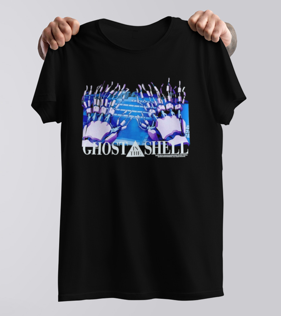 Holographic Robotic Hands Ghost In The Shell 1999 Cyber Tech T-Shirt