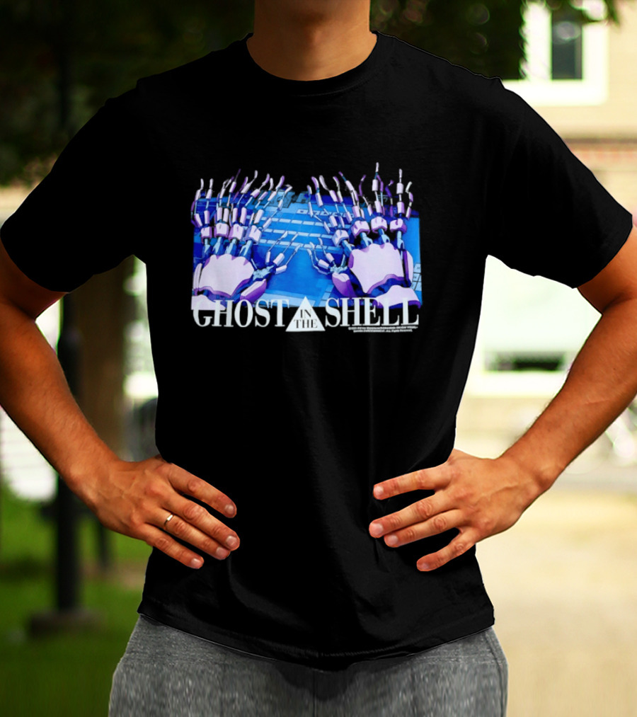 Holographic Robotic Hands Ghost In The Shell 1999 Cyber Tech T-Shirt
