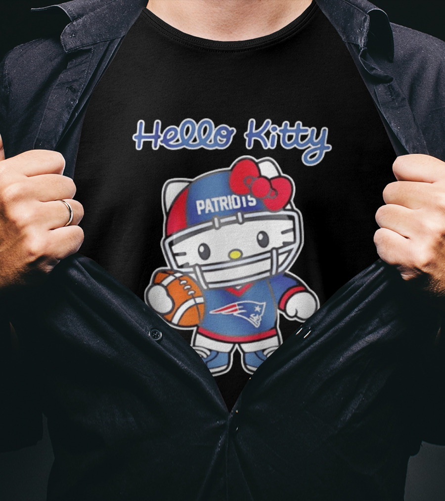 Hello Kitty Patriots Football Collaboration NFL Fan Collection T-Shirt