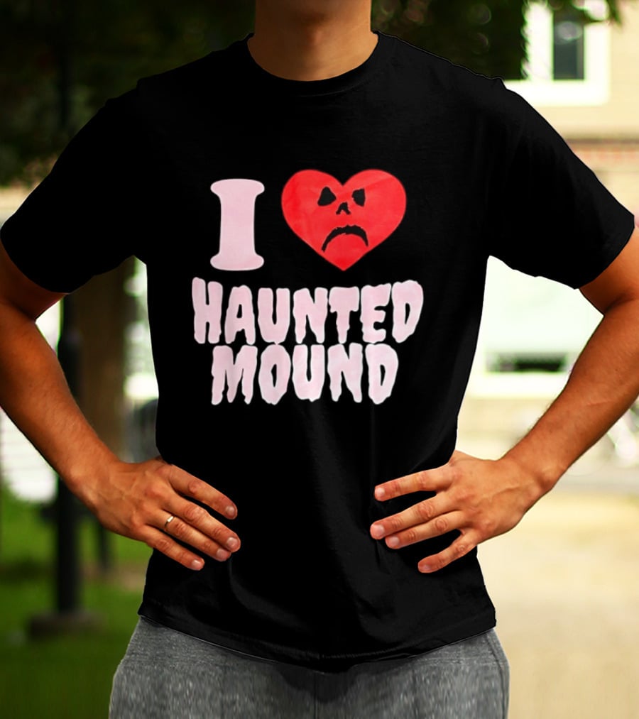 I Love Haunted Mound Heart Face T-Shirt