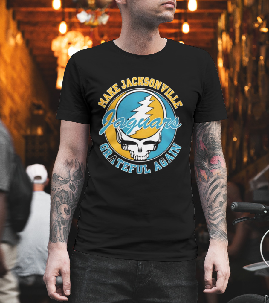 Jacksonville Jaguars Make Jacksonville Grateful Again Skulls And Lightning T-Shirt