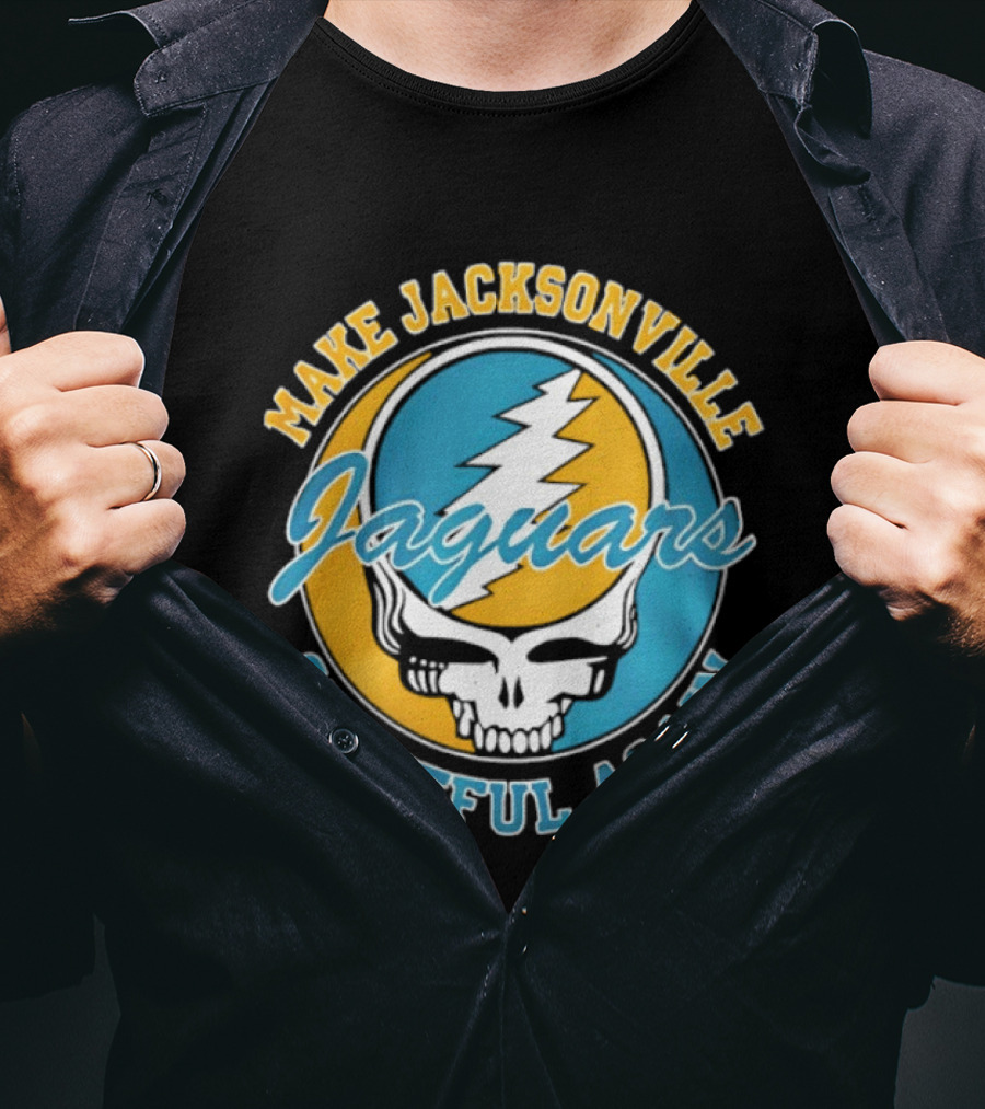 Jacksonville Jaguars Make Jacksonville Grateful Again Skulls And Lightning T-Shirt