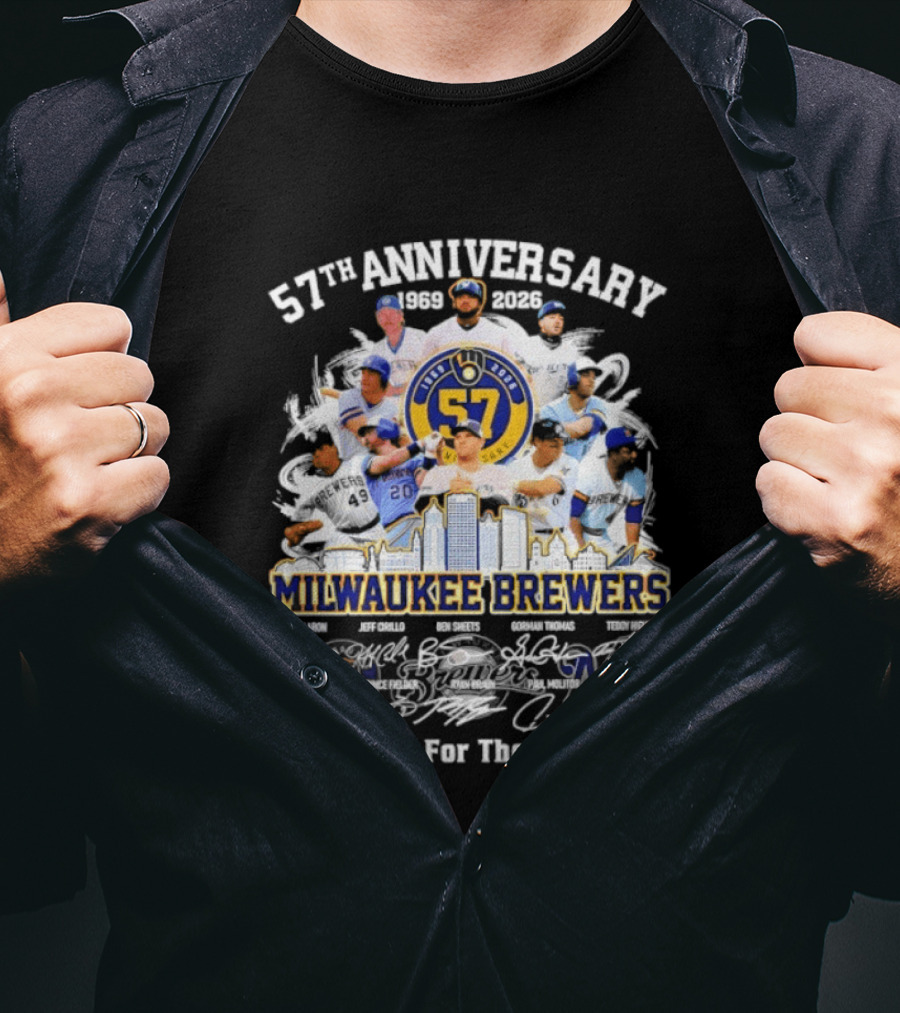 Milwaukee Brewers 57th Anniversary 1969 2023 Thank You For The Memories Signatures T-Shirt