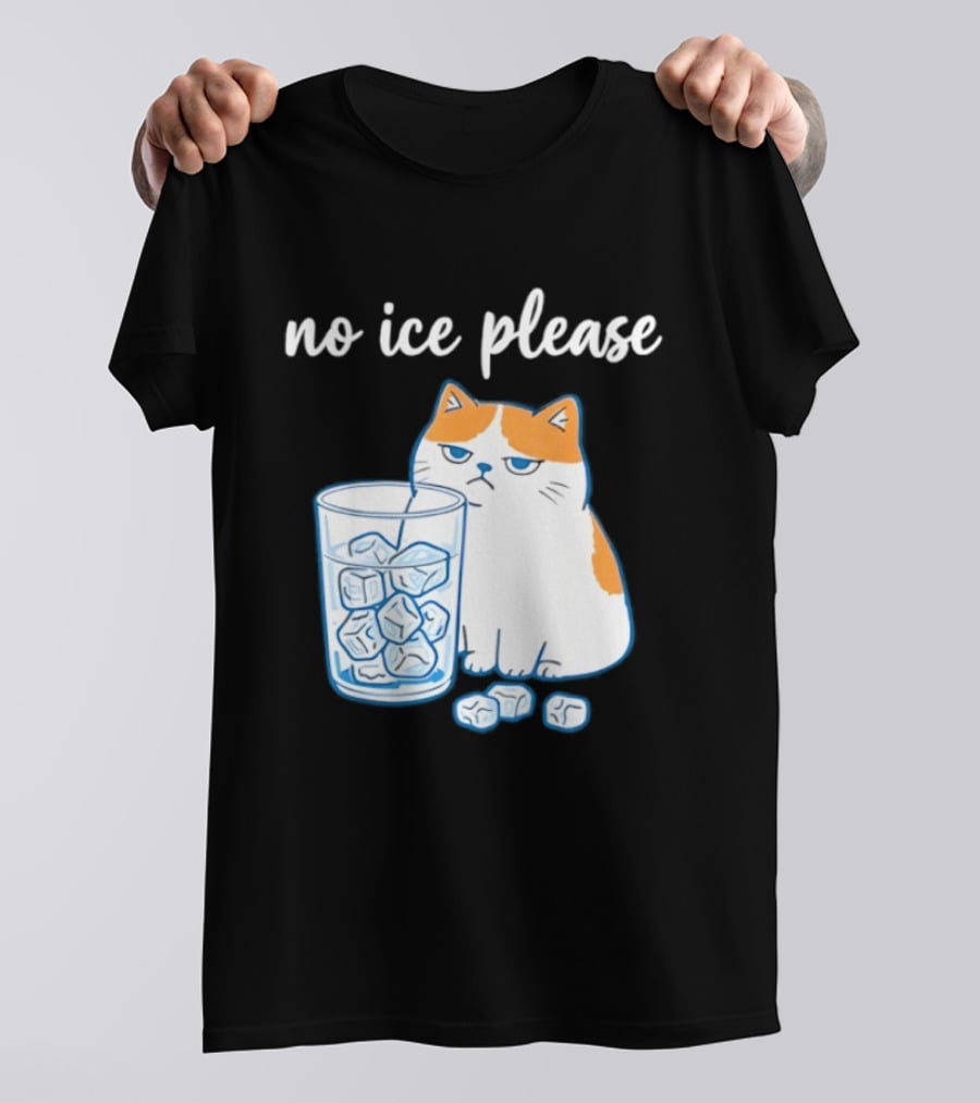 No Ice Please Cat Meme Cartoon Humor Ice Cube T-Shirt