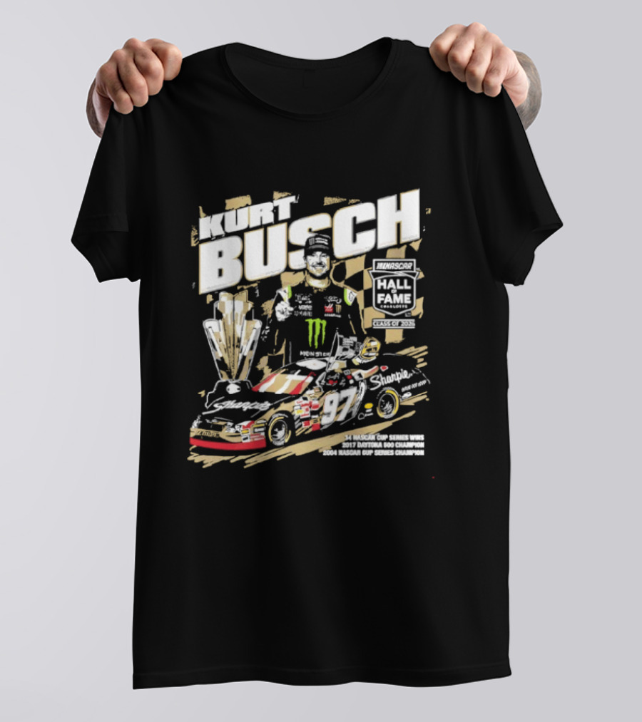 Kurt Busch 2026 NASCAR Hall Of Fame Champion Trophy Racing Legend NASCAR Cup Series T-Shirt
